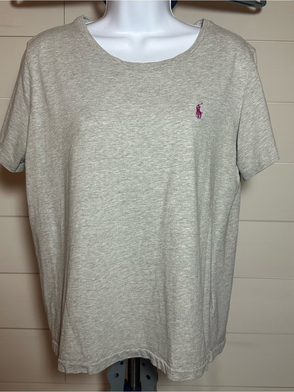 #218 Polo by Ralph Lauren Light Gray Short-Sleeve Tee with Pink Pony